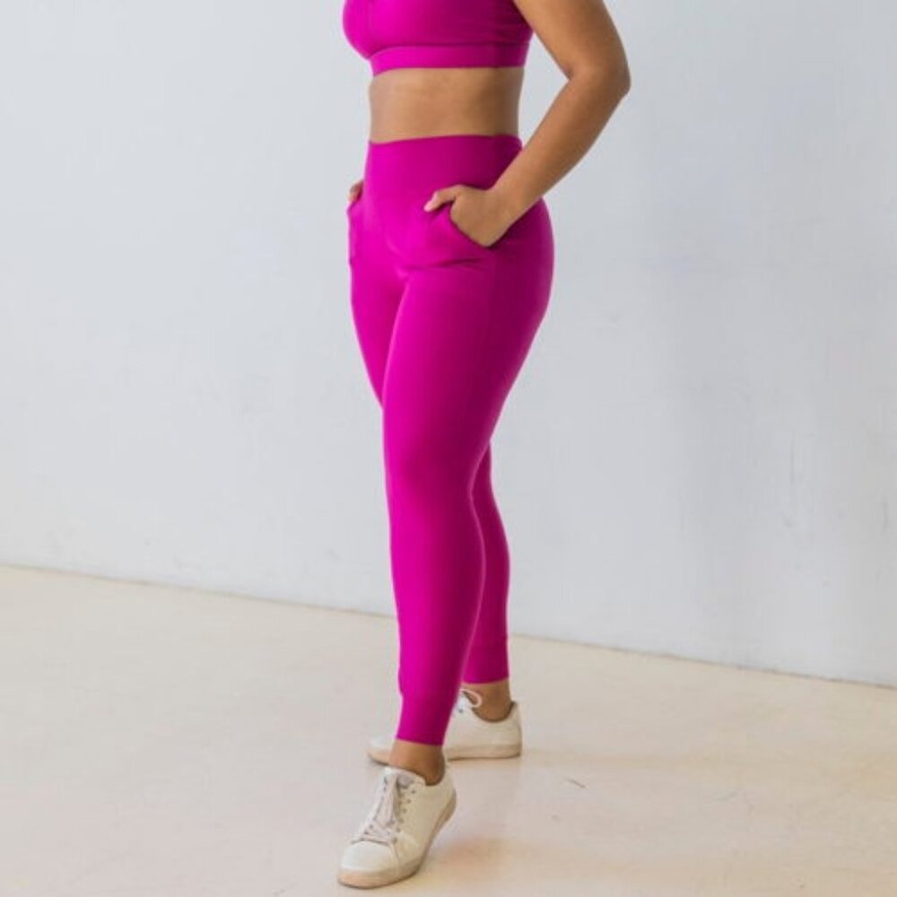Senita Studio Skin Joggers Pants Women's L Fuschia Magenta Hot Pink Athleisure